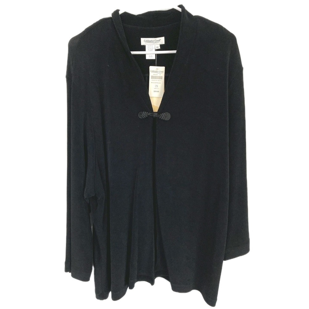 Vtg Coldwater Creek Jacket Women 2X Blk Travallure French Knit Single Toggle NWT